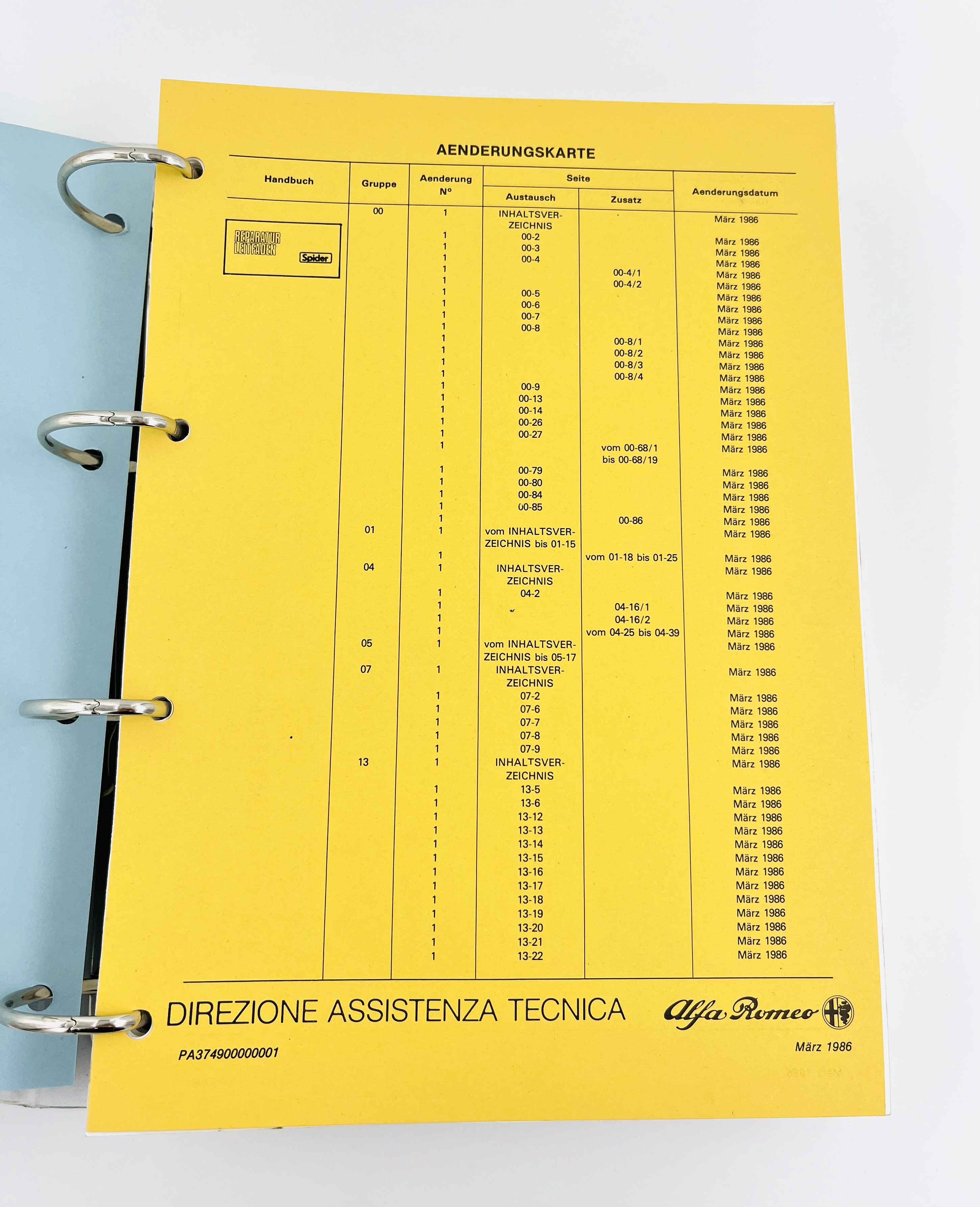 Alfa Romeo Spider Reparatur Leitfaden 