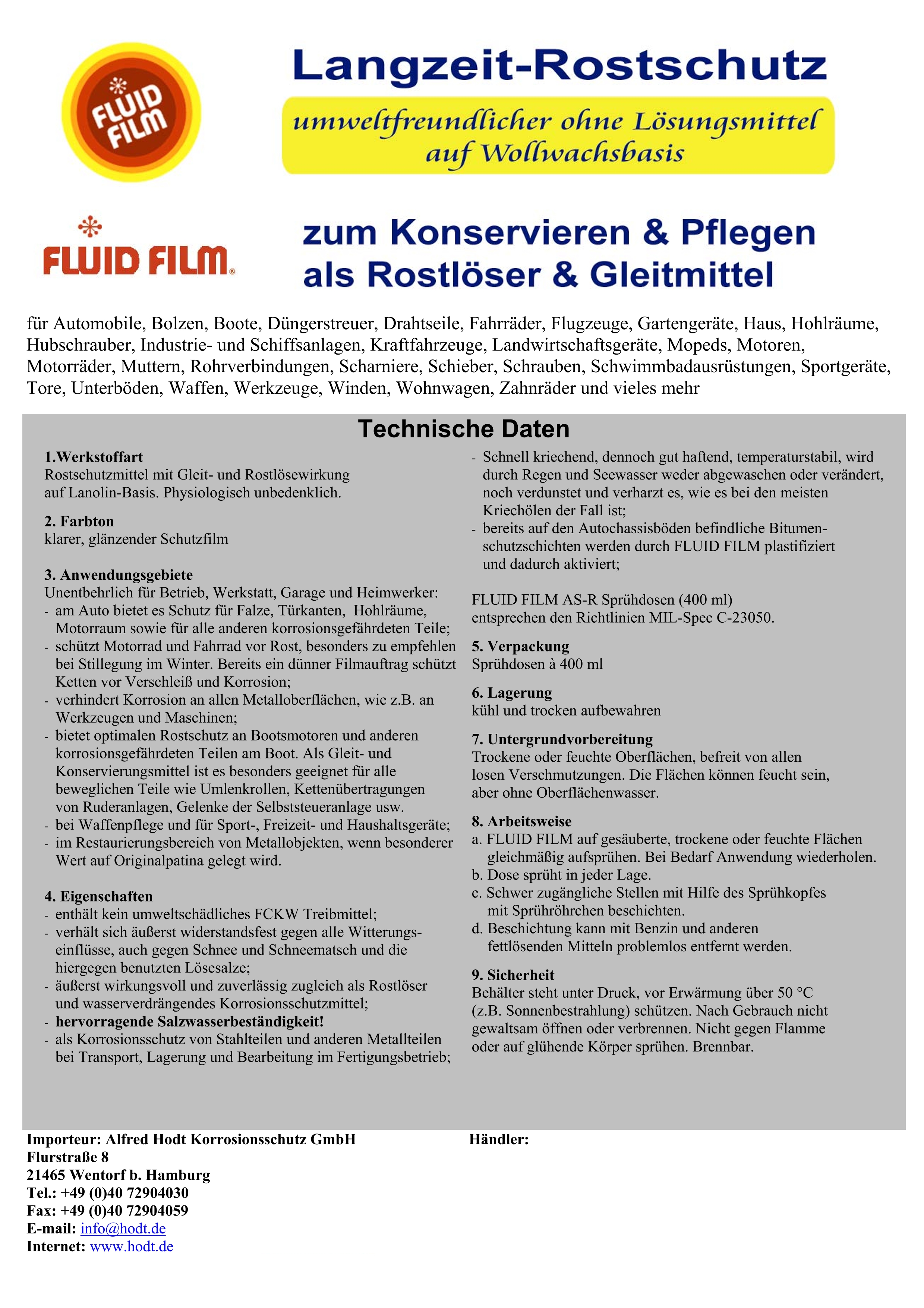 Fluid Film AS-R 400 ML Spray Langzeit Rostschutz + Kriechöl