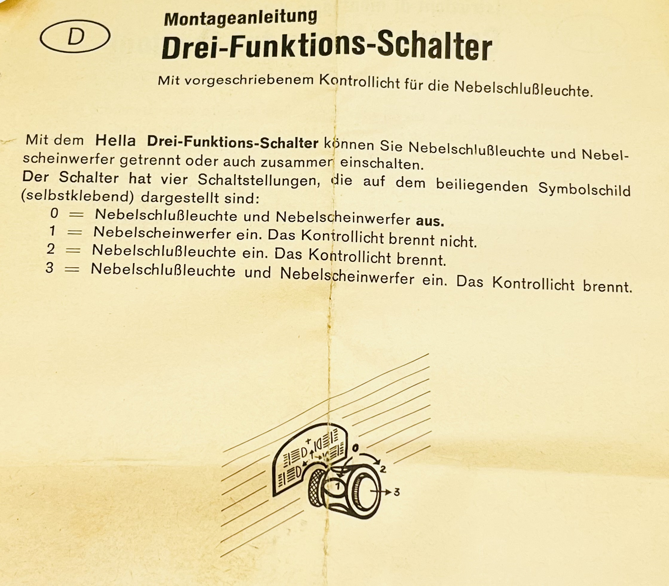 Hella Zug-Drehschalter - 6RE001596-011 - rote Kontrollleuchte