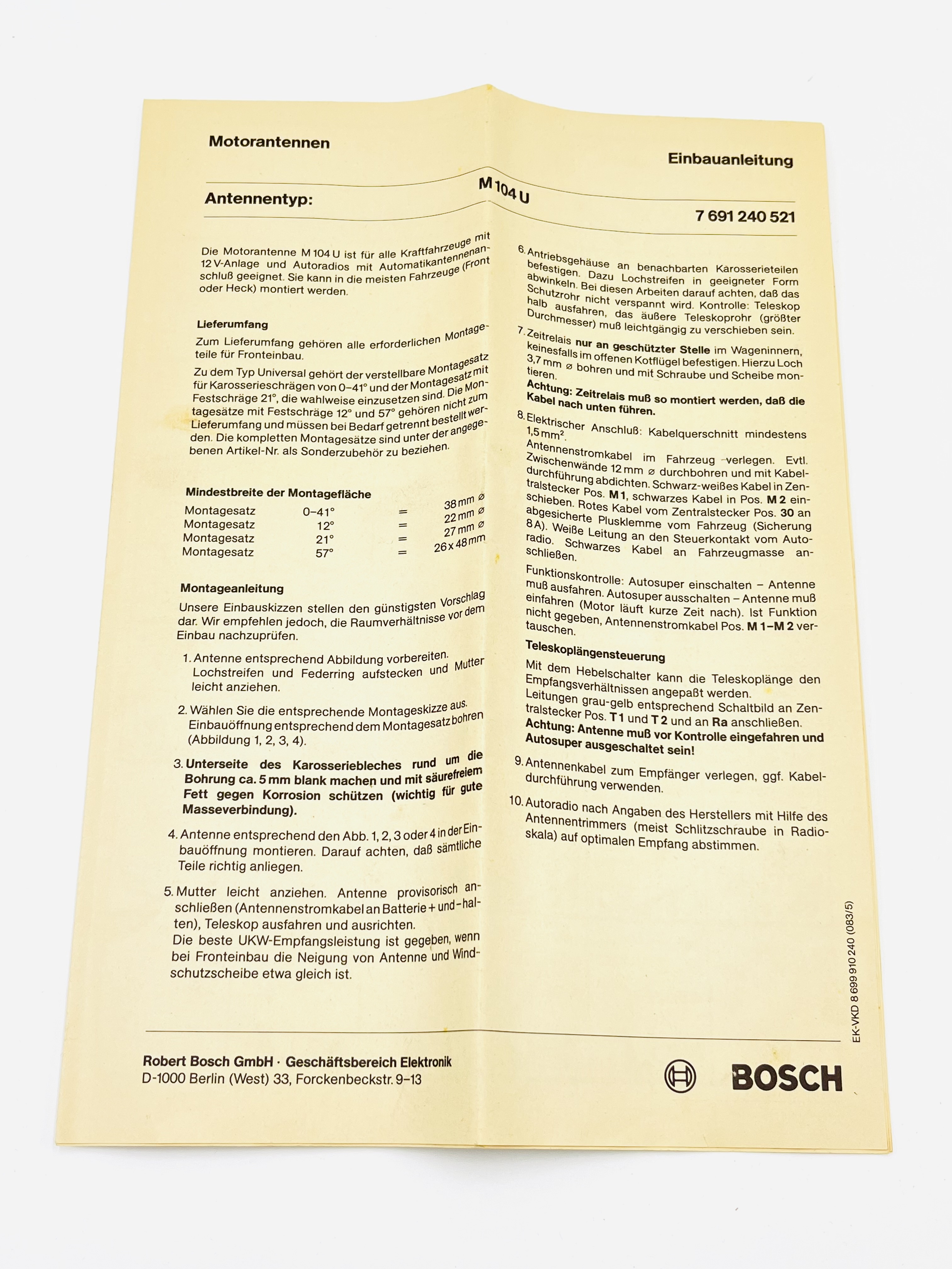Bosch Automatische Motorantenne M100 - 7691240521 